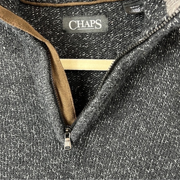 Chaps Ralph Lauren Sweater Men's Small Quarter Zip Mottled Black Pull Over - Picture 4 of 10